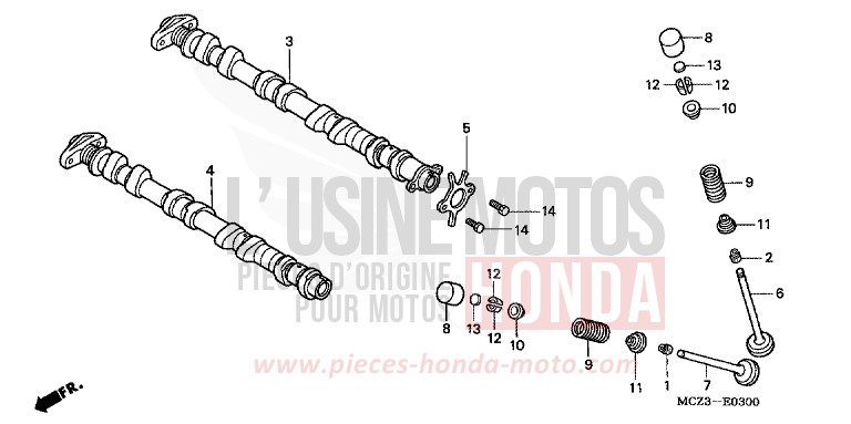 CAMSHAFT/VALVE for Hornet 900 CANDY GLORY RED-U (R101) from 2005